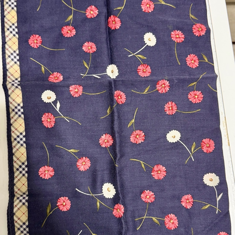 Vintage Burberrys Floral Patterned Scarf Twilly Bandeau